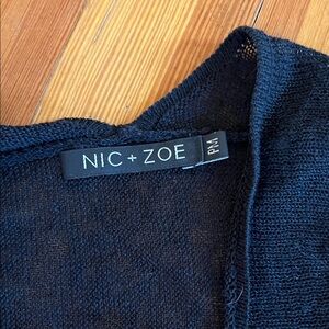 NIC+ZOE Women’s Linen Knit, Black Cardigan Size Petite/Medium